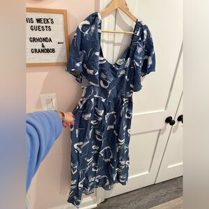 A New Day Target Blue Patterned MIDI Dress Size XL NWT